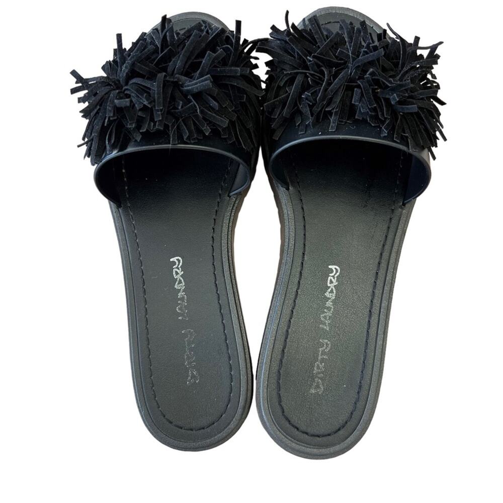 Dirty Laundry *MISMATCHED PAIR*Left 7 Right 8 Black Sandals slide on pompom top - Picture 4 of 16